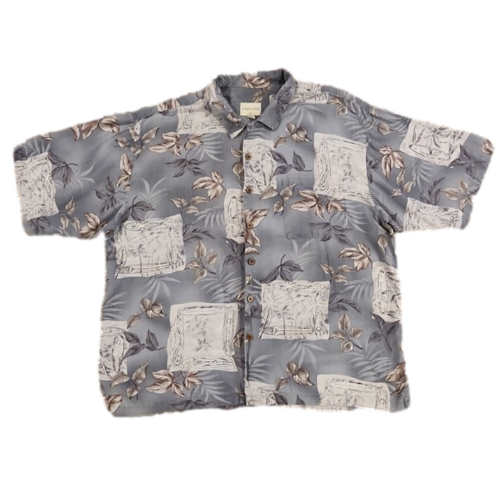 3/$20 JOSEPH & Feiss Gray Hawaiian Style Button-Up Shirt